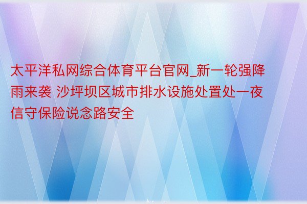 太平洋私网综合体育平台官网_新一轮强降雨来袭 沙坪坝区城市排水设施处置处一夜信守保险说念路安全