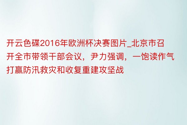 开云色碟2016年欧洲杯决赛图片_北京市召开全市带领干部会议，尹力强调，一饱读作气打赢防汛救灾和收复重建攻坚战