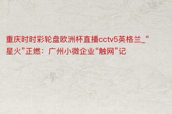 重庆时时彩轮盘欧洲杯直播cctv5英格兰_“星火”正燃：广州小微企业“触网”记