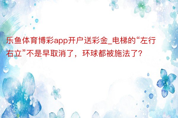 乐鱼体育博彩app开户送彩金_电梯的“左行右立”不是早取消了，环球都被施法了？
