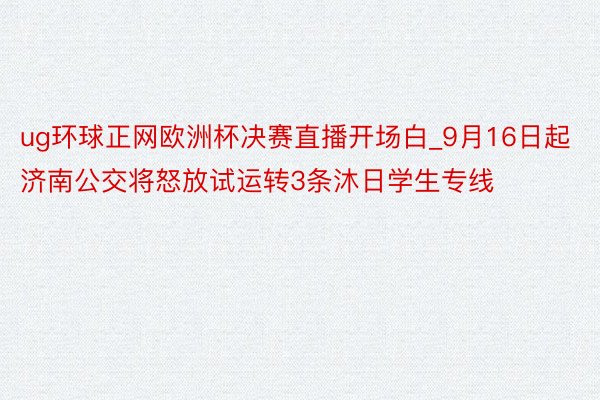 ug环球正网欧洲杯决赛直播开场白_9月16日起济南公交将怒放试运转3条沐日学生专线