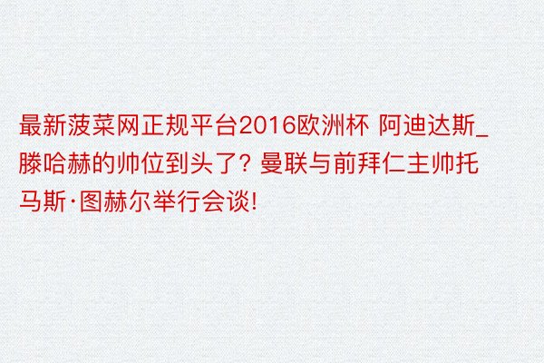 最新菠菜网正规平台2016欧洲杯 阿迪达斯_滕哈赫的帅位到头了? 曼联与前拜仁主帅托马斯·图赫尔举行会谈!