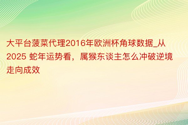 大平台菠菜代理2016年欧洲杯角球数据_从 2025 蛇年运势看，属猴东谈主怎么冲破逆境走向成效