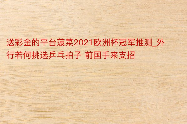 送彩金的平台菠菜2021欧洲杯冠军推测_外行若何挑选乒乓拍子 前国手来支招